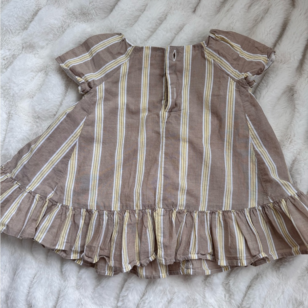 Banana Republic Brown and Cream Striped Blouse with Ruffled Hem - Picture 7 of 12